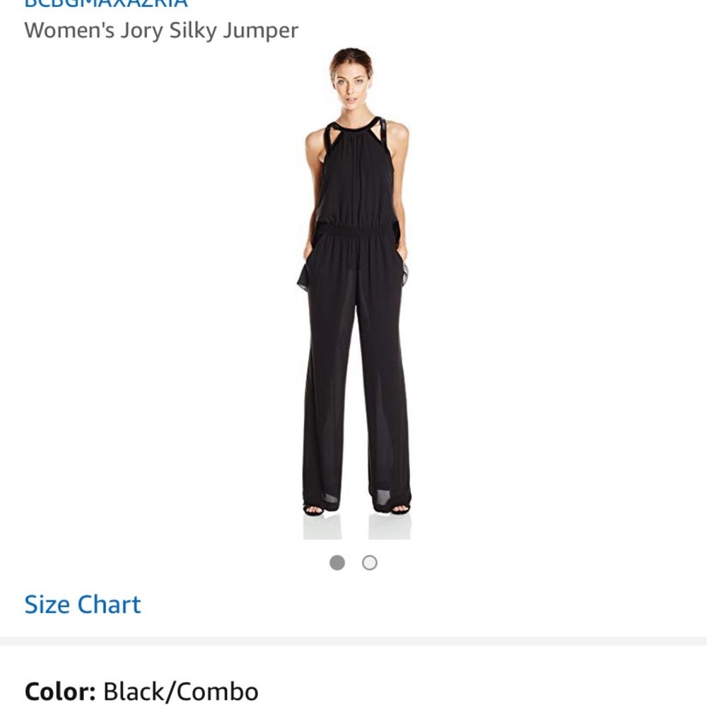 BCBGMAXAZRIA Jory black silk jumpsuit